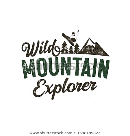 商業照片: Wild Mountain Explorer Badge With Snowboarder Mountains And Trees Nice For Outdoor Enthusiasts Gif