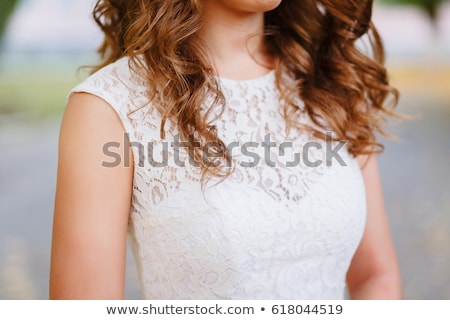 Stockfoto: Beautiful Girl In Retro Decollete Dress And Veil