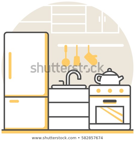 Foto stock: Flat Line Icon For Kitchen Stove