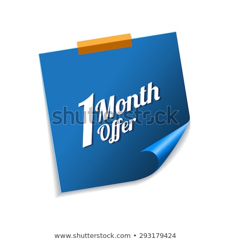 Stockfoto: 1 Month Offer Blue Sticky Notes Vector Icon Design