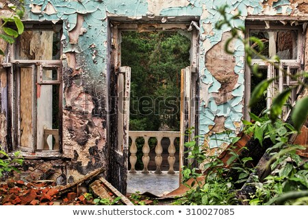 Stock fotó: Doorway Into Abandoned Stone House