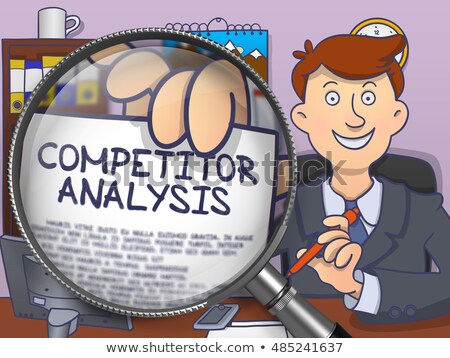 Stok fotoğraf: Competitor Analysis Through Magnifier Doodle Concept