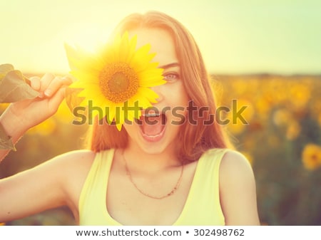 Foto stock: Happy Woman With Flowers