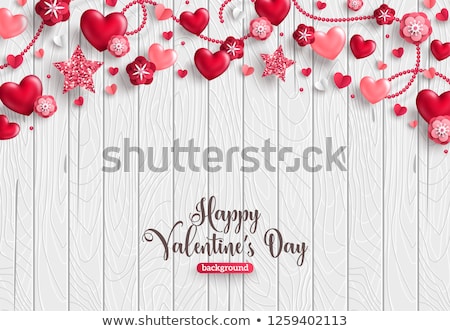 Stok fotoğraf: Greeting Card To St Valentines Day With Hearts And Roses