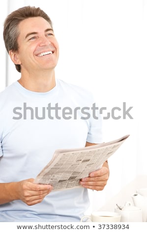 Сток-фото: Man Having Cup Of Tea On White Background