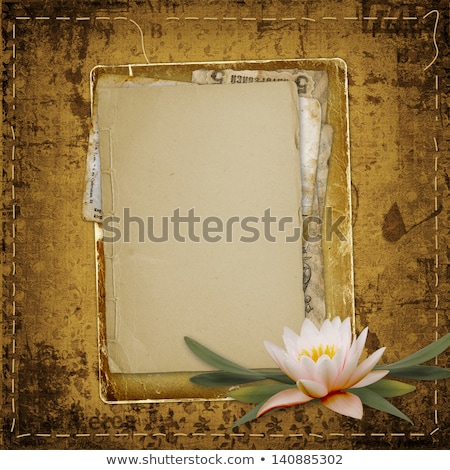 Stockfoto: Vintage Postcard For Invitation With Bunch Of Water Lily