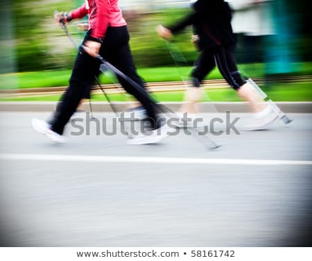 Сток-фото: Nordic Walking Sport Run Walk Motion Blur Outdoor Person Legs Ra