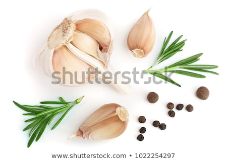 ストックフォト: Garlic Clove And Rosemary Leaf