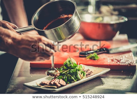 Stok fotoğraf: Asian Chefs Cooking In Restaurant