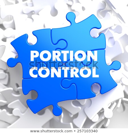 Foto stock: Portion Control On Blue Puzzle