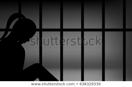 Foto stock: Sad Woman In Prison Illustration