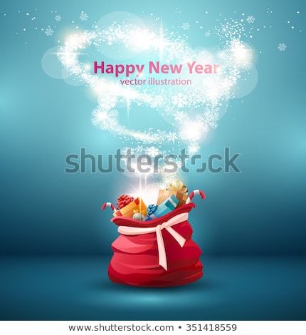 Сток-фото: Santa Claus From Open Red Bag Christmas And New Year Vector Ill