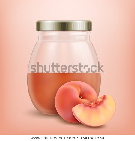 Сток-фото: Preserved Food Peaches Poster Vector Illustration