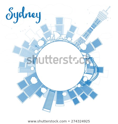 [[stock_photo]]: Sydney Australia Skyline Circle Black And White Illustration