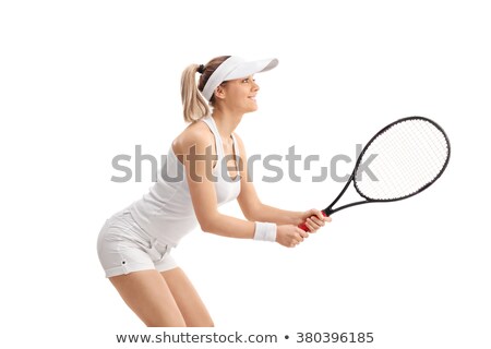 Stok fotoğraf: Woman Tennis Player Waiting For Return