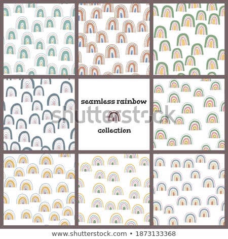 Foto stock: Vector Illustration Rainbows Pattern On Blue Sky For Seamless Background