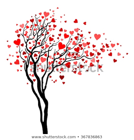 Stockfoto: Tree And Red Hearts On A Pink Background