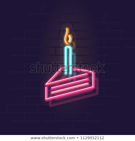 Zdjęcia stock: Cake With Candles Neon Sign