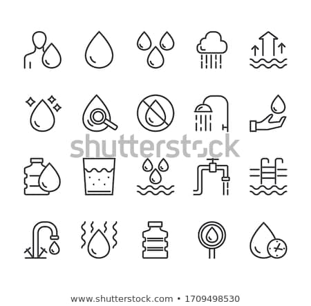 ストックフォト: Faucet With Water Glass Vector Sign Thin Line Icon