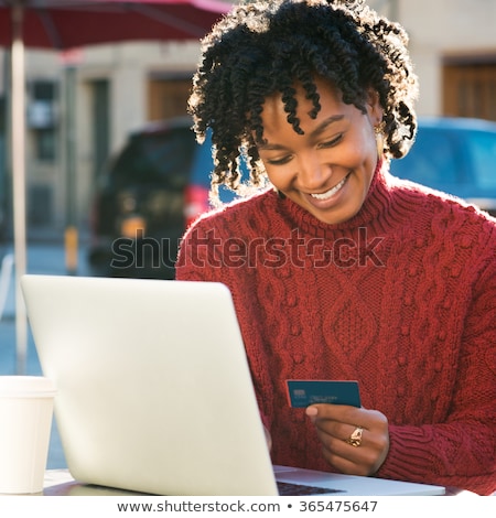 Stock fotó: Portrait Of African American Woman Paying In Cafe With Credit Ca