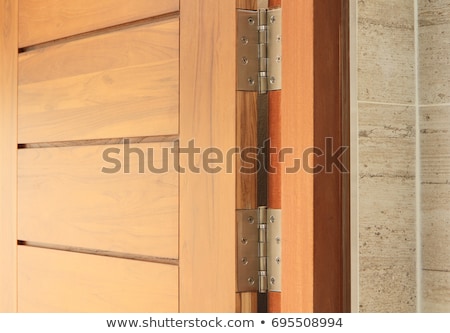 ストックフォト: Wooden Door With Metal Hinge