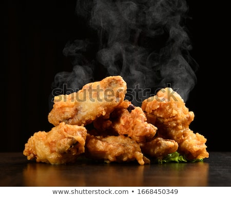 [[stock_photo]]: Bbq Chicken Wings With Dips And Salad