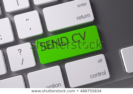 Foto stock: Keyboard With Green Key - Send Cv 3d