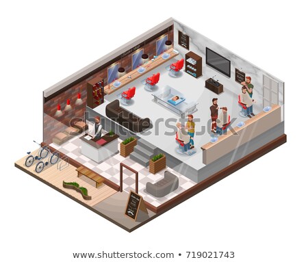 Stok fotoğraf: Barber Shop Isometric Concept