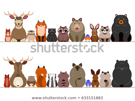 Stock fotó: Set Of Wild Animal On Nature Border