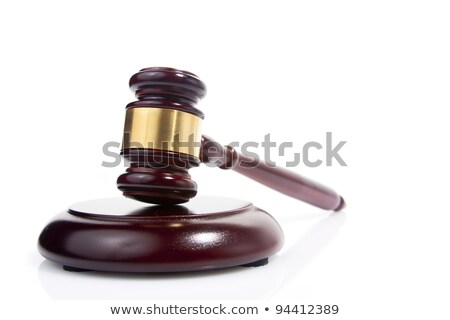 Stockfoto: Wooden Justice Gavel And Block With Brass