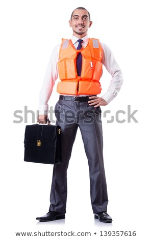 [[stock_photo]]: Businessman With Rescue Safety Vest On White