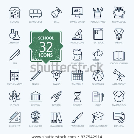 Foto stock: School Bell With Ribbon Line Icon