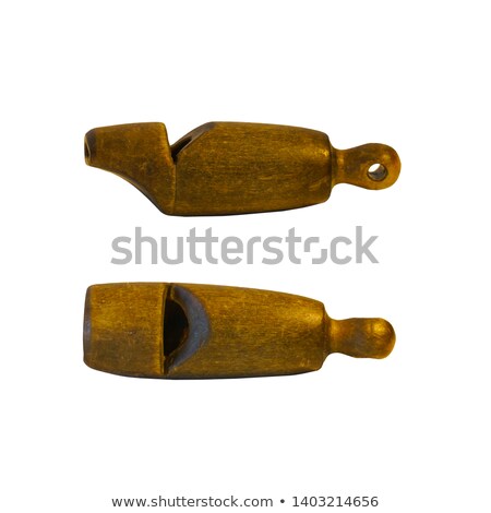 Foto stock: Wooden Whistle On White