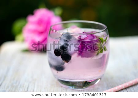 Foto stock: Frozen Flowers Blossoms In The Ice Cube
