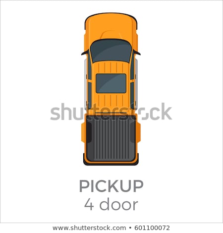 Сток-фото: Four Door Pickup Top View Flat Vector Icon