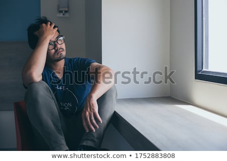 Foto stock: Sad Depressed Worried Young Man