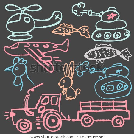 Foto stock: Helicopter Icon Drawn In Chalk