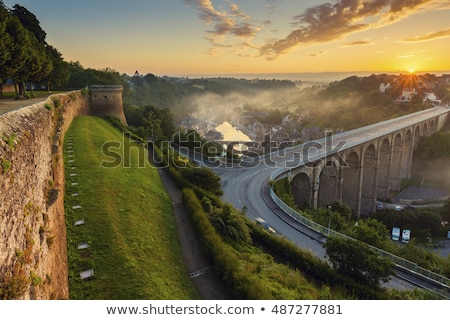 Zdjęcia stock: Panorama Of Dinan At Sunrise