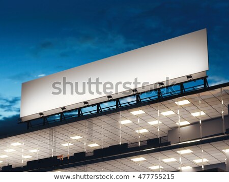 Foto d'archivio: White Long Billboard Standing On A Office Building 3d Rendering