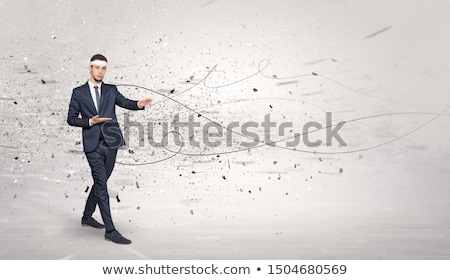 Stock foto: Karate Man Doing Karate Tricks With Chaotic Concept