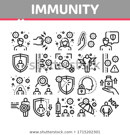 Stock foto: Immunity Human Biological Defense Icons Set Vector