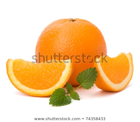 Stock fotó: Orange Fruit Segment And Citron Mint Leaf