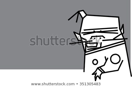 Foto d'archivio: Silly Cartoon Character With Fez On Gray Backdrop