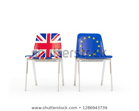 ストックフォト: Two Chairs With Flags Of Uk And Eu Isolated On White