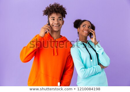 Stock fotó: Photo Of Joyful African American Guy And Girl Talking Together O