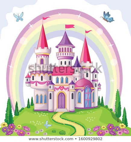 Foto d'archivio: Pink Princess Castle Fairytale Landscape