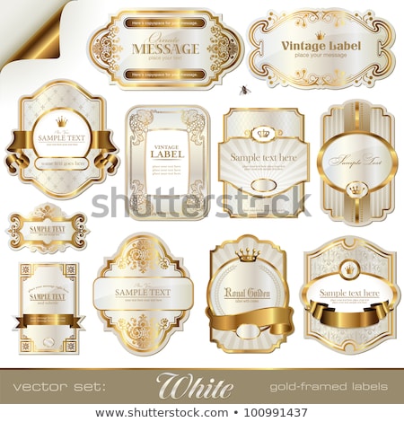 Stok fotoğraf: Vector Set Of White Decorative Gold Framed Labels