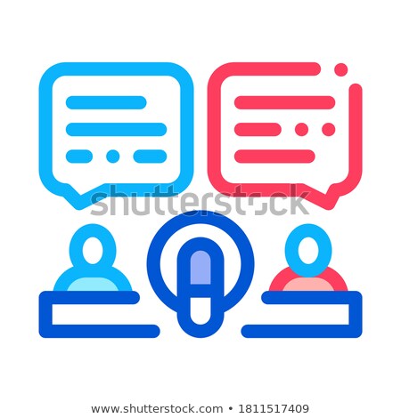 Zdjęcia stock: Hosts Talk In Microphone Icon Outline Illustration