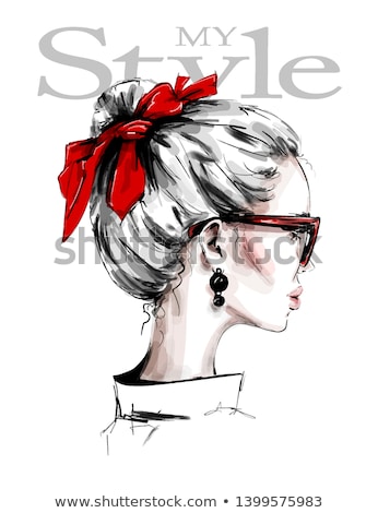 Stock fotó: Beautiful Girl With Red Ribbon Accessories