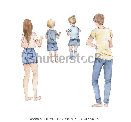 Foto stock: Mother And Daughter In Painting Clothes